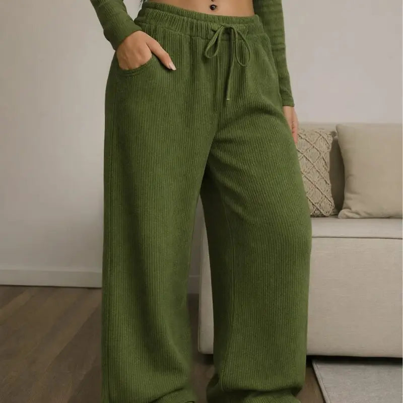[COMPRE 2 E LEVE 4] Calça Feminina Cintura Alta em Tecido Canelado com Elastano + Necessaire Organizadora de Brinde