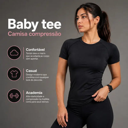[COMPRE 2 E LEVE 4] Blusa Feminina de Manga Curta em Ribana Canelada Premium + Necessaire Organizadora de Brinde