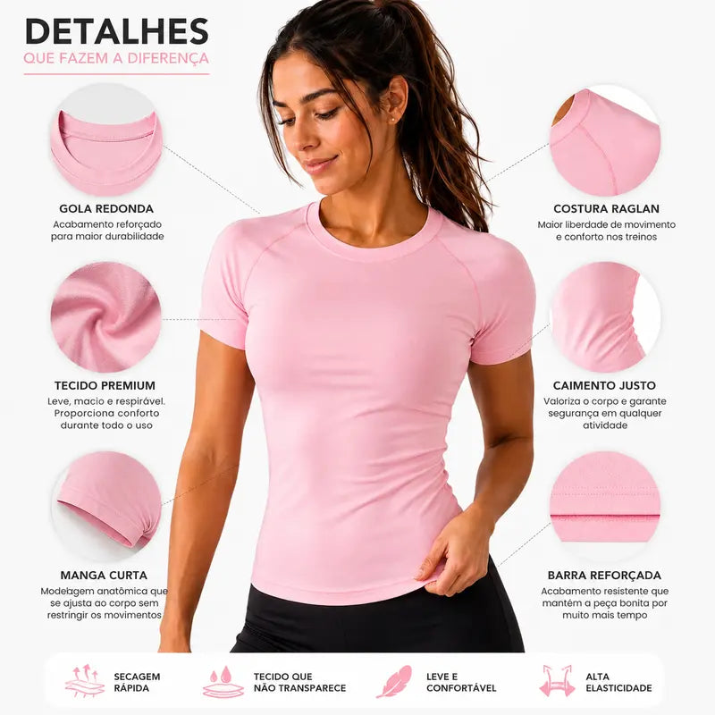 [COMPRE 2 E LEVE 4] Blusa Feminina de Manga Curta em Ribana Canelada Premium + Necessaire Organizadora de Brinde